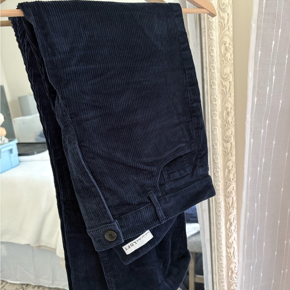 LOFT Navy Corduroy Straight Leg Pants